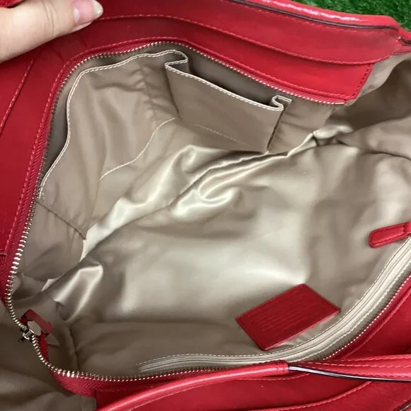 Coach Taylor Gathered Leather Alexis Carryall Tote Red NWT - Picture 14 of 16